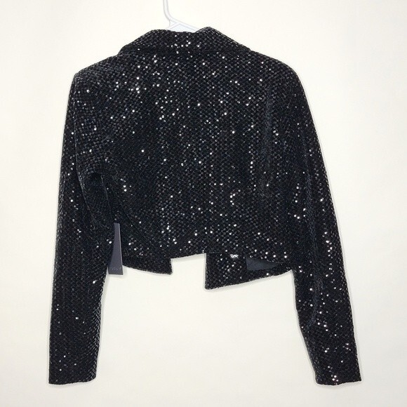 NWT Forever 21 Black Sequin Cropped Blazer - Picture 6 of 9